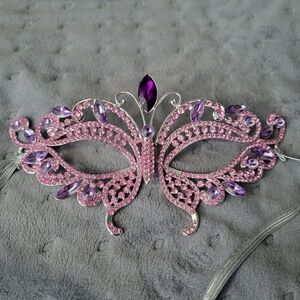 *NEW* Luxury Pink & Purple Crystal Rhinestone Butterfly Masquerade Mask